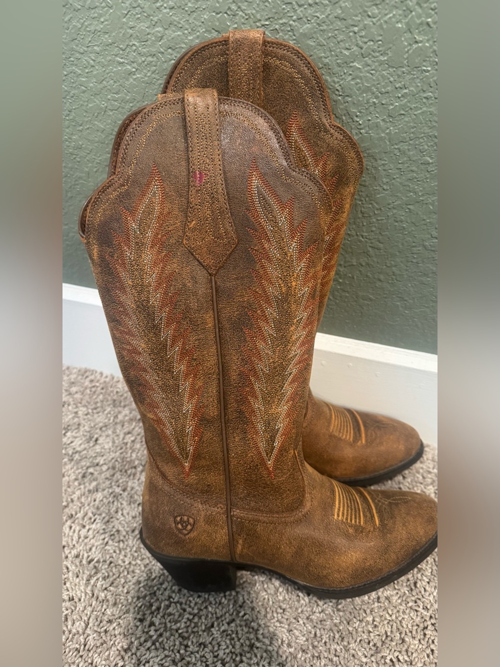 Ariat Brown Textured Western Boot Interior